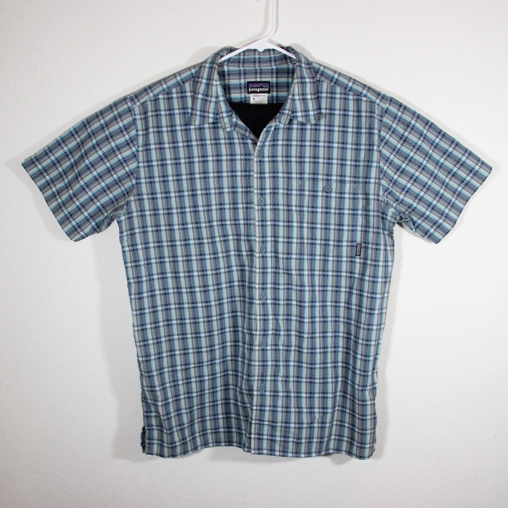 Patagonia Short Sleeve Button up Blue Plaid